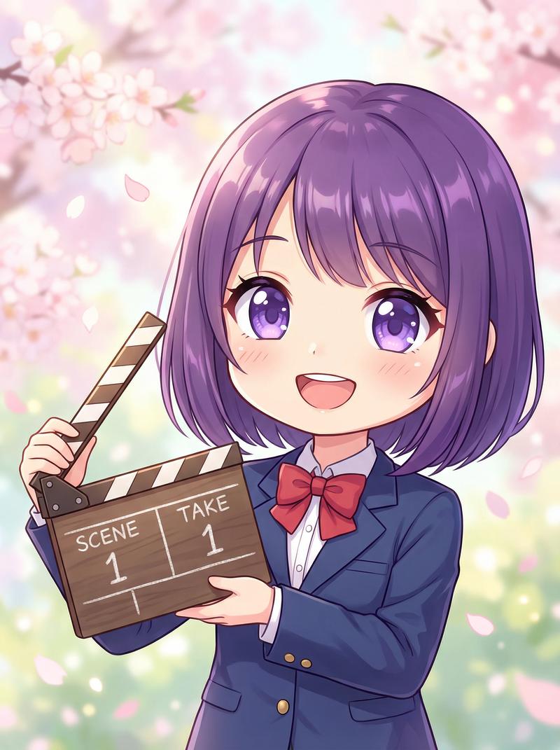 91美少女写真-紫发少女动漫角色