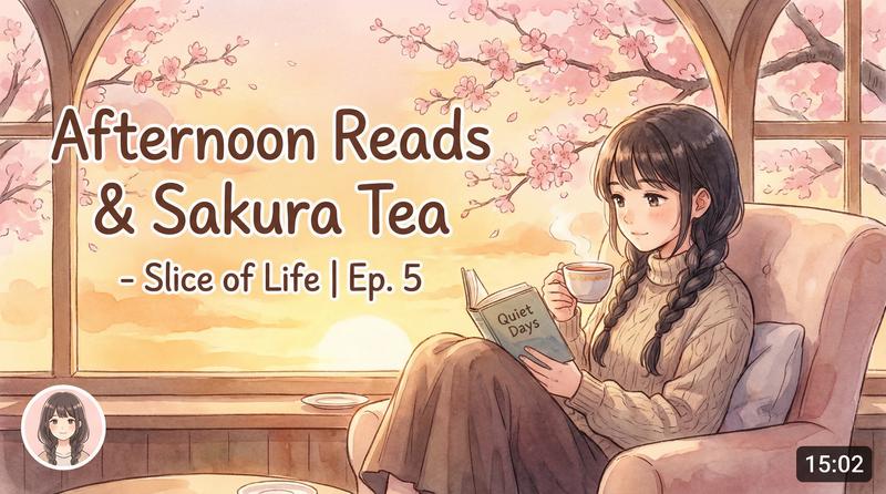 91日常动漫-午后阅读与樱花茶-生活动漫